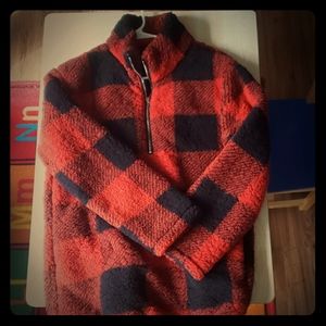 Buffalo plaid fuzzy 1/4 zip jacket